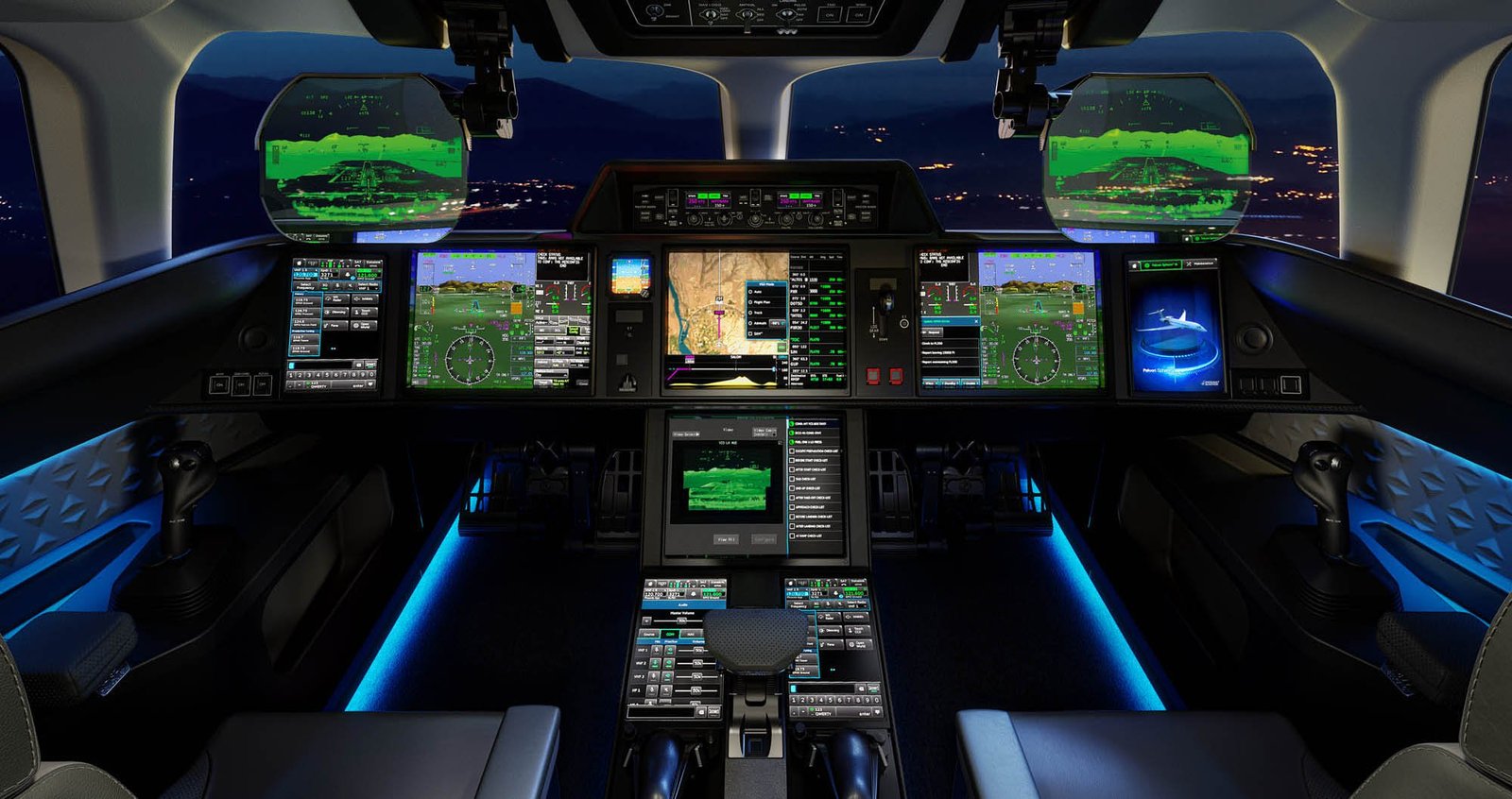 A modern aircraft flight deck